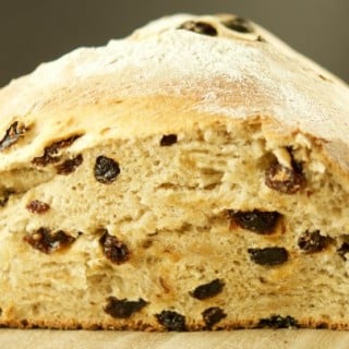 This sweet crispy Cinnamon Raisin Artisan Bread is easy to make and delicious! Enjoy a toasted slice with butter and jam for breakfast. My fave bread recipe