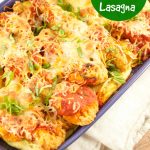 This delicious Crispy Chicken Lasagna is made in 30 minutes or less and is the perfect quick weeknight dinner idea that is both kid and adult friendly.