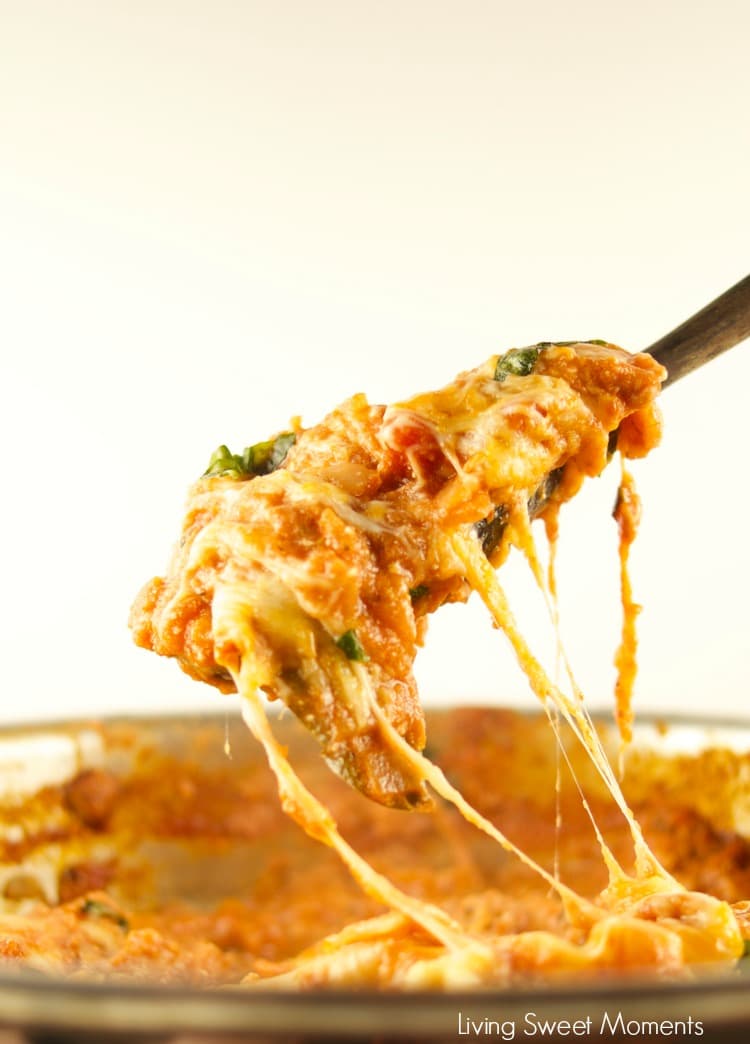 This delicious Cheesy One Pot Chicken Lasagna is ready in 30 minutes or less. The perfect quick weeknight dinner recipe to share with the family or parties.