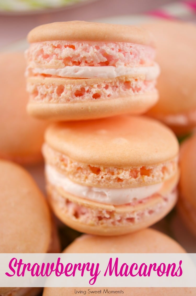 Delicious strawberry macarons that are easy to make and kid friendly. The perfect crunchy cookie filled with strawberry buttercream. My fave french dessert.