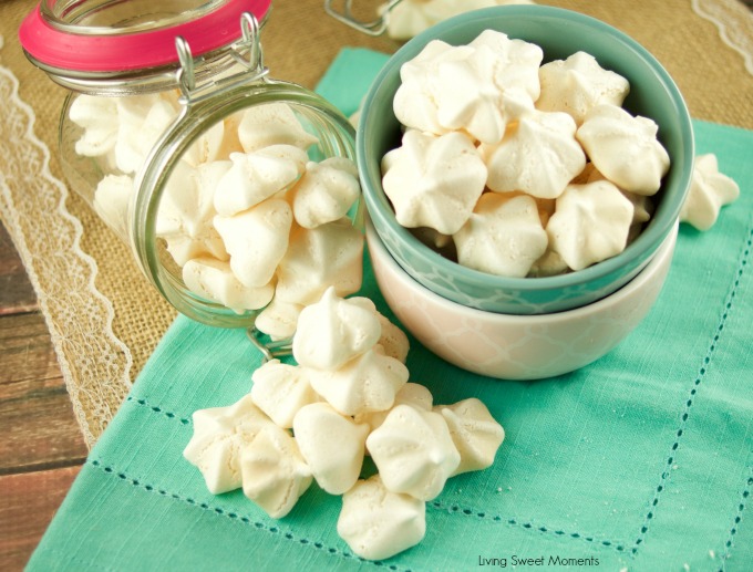 These vegan meringue cookies have only 3 ingredients and are super easy to make. The perfect vegan dessert that crunchy & melts in your mouth. Love cooking with Aquafaba! 