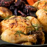 Delicious and juicy oven roasted cornish hens recipe with baked Veggies. The perfect fancy dinner idea to serve on Easter or any other Holiday. My favorite!