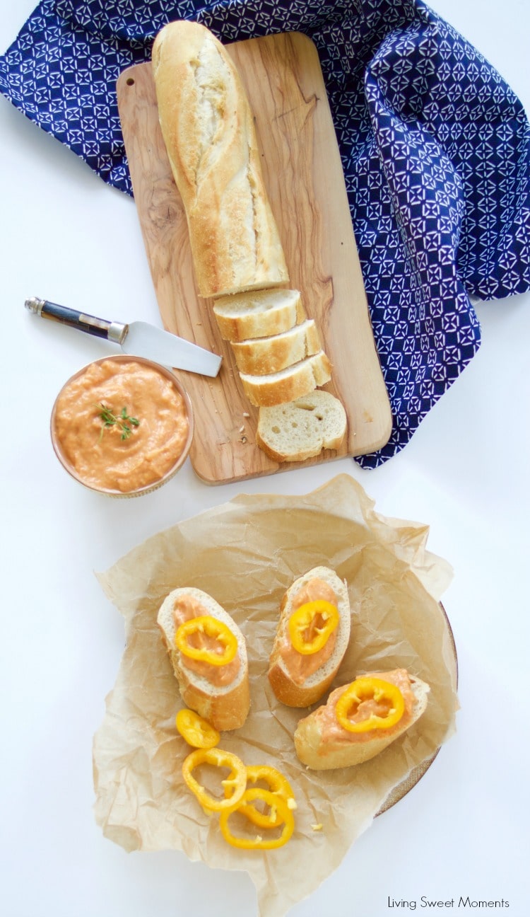 This delicious roasted red pepper Baba Ghanoush recipe is made with roasted eggplants and peppers. Makes a savory and smoky spread for bread, pitas, etc.