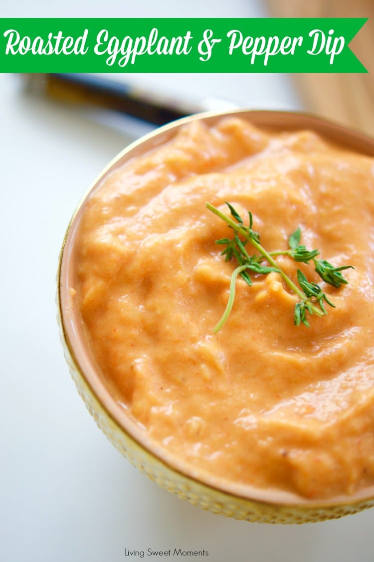 This delicious roasted red pepper Baba Ghanoush recipe is made with roasted eggplants and peppers. Makes a savory and smoky spread for bread, pitas, etc.