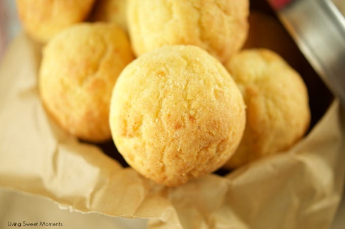 This yummy Latin Cheese Bread (almojabanas) is gluten free and delicious. Perfect to serve as rolls during dinner and as appetizers for a party or brunch. Originally from Colombia.