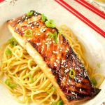This yummy miso salmon recipe is served over sesame noodles. The perfect quick weeknight dinner idea that is ready in 20 minutes or less. Elegant too!