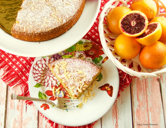 This moist Blood Orange Almond Flourless Cake is delicious and easy to make. The perfect Spring dessert to enjoy with tea and coffee. It's gluten free too. 