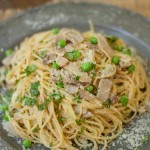 This delicious Spaghetti Carbonara Recipe made with peas, is easy to make and is ready in 20 minutes or less. The perfect quick weeknight dinner idea.