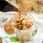 This delicious Affogato recipe is made with caramelized hazelnuts, hazelnut ice cream, and instant coffee for a delicious no bake dessert idea.