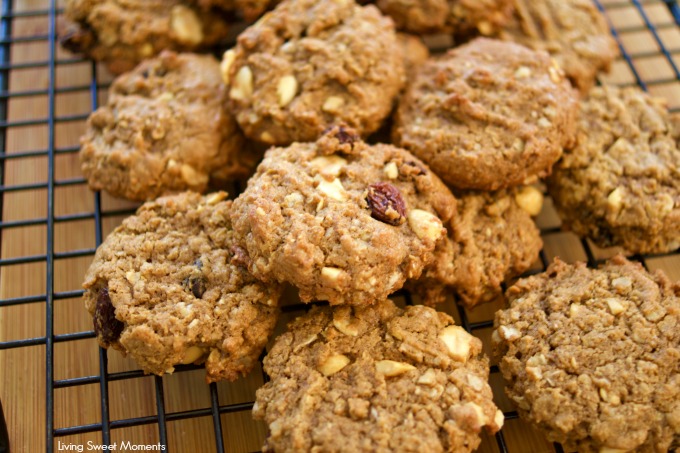 This Easy Peanut Butter Cookies recipe is made without flour or oil/butter but a healthier cookie recipe. It is chewy and delicious. Kid friendly too! Enjoy