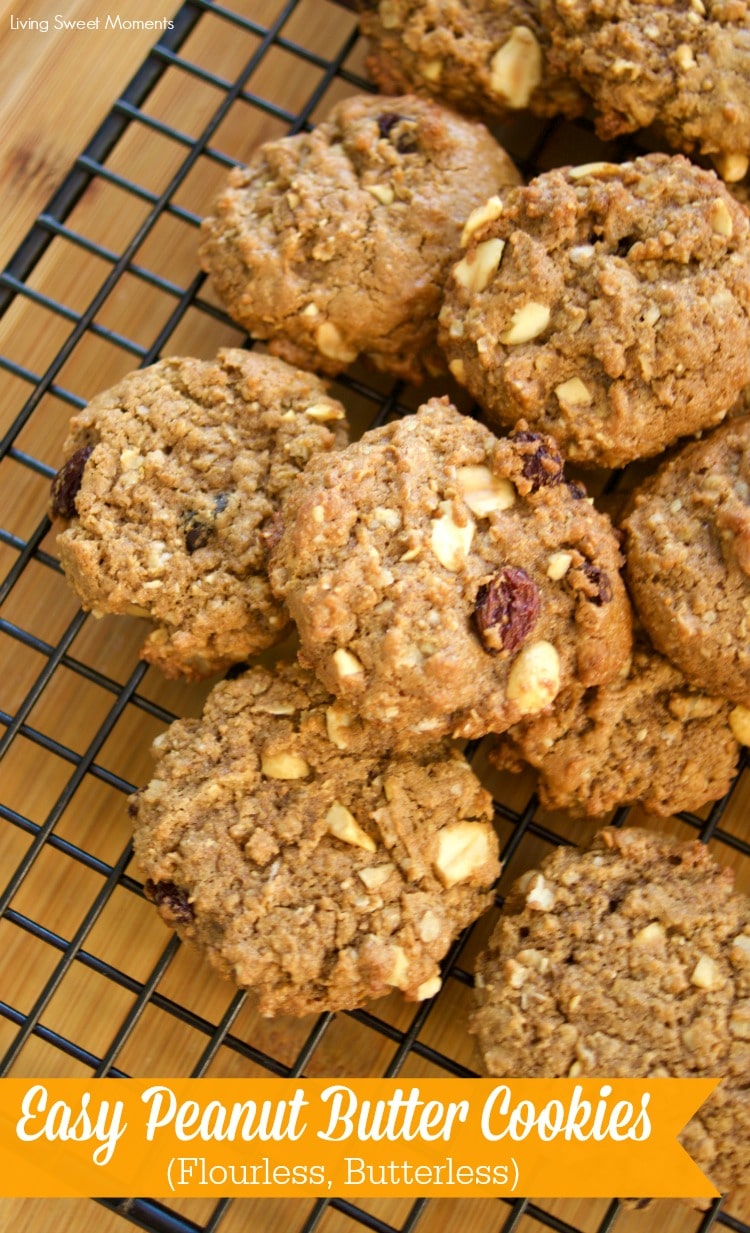 This Easy Peanut Butter Cookies recipe is made without flour or oil/butter but a healthier cookie recipe. It is chewy and delicious. Kid friendly too! Enjoy