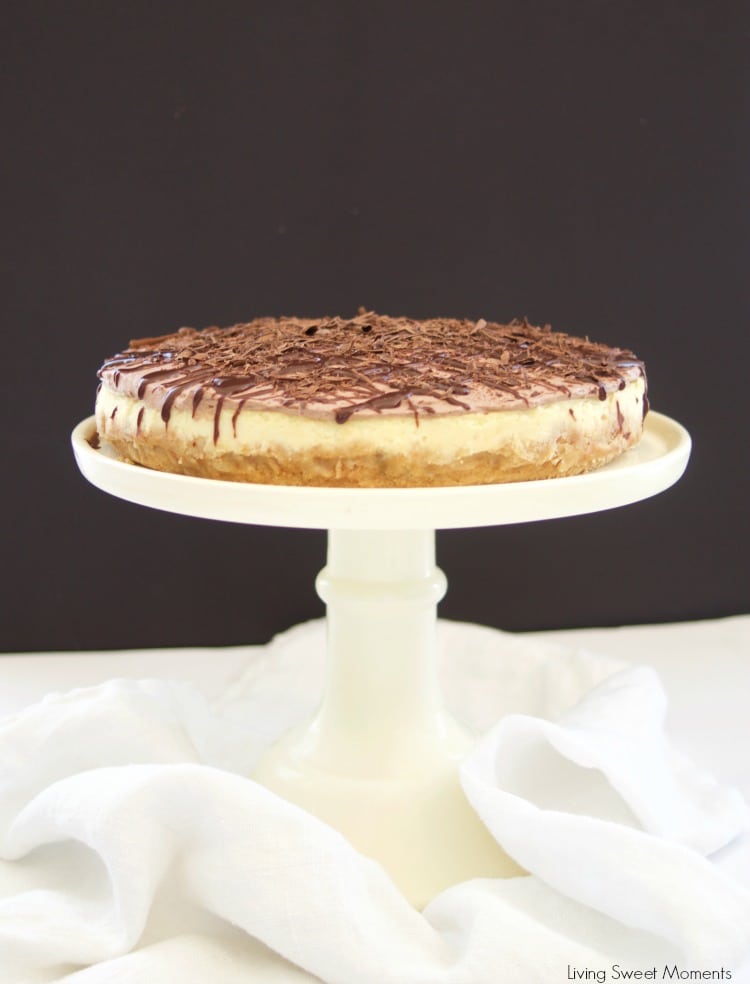 This Horchata Mousse Cheesecake recipe is easy to make, creamy and delicious. It has a Cookie crust, horchata cheesecake, horchata-choco mousse, & ganache. 