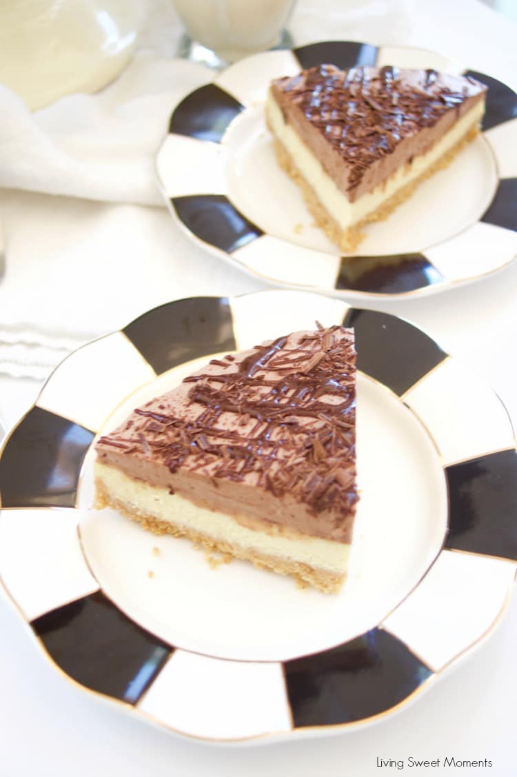 This Horchata Mousse Cheesecake recipe is easy to make, creamy and delicious. It has a Cookie crust, horchata cheesecake, horchata-choco mousse, & ganache. 