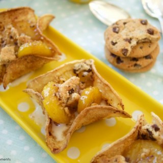 These delicious Ice Cream tacos are filled with warm plantains foster and topped with yummy Chips Ahoy! The perfect dessert or snack with a latin twist.