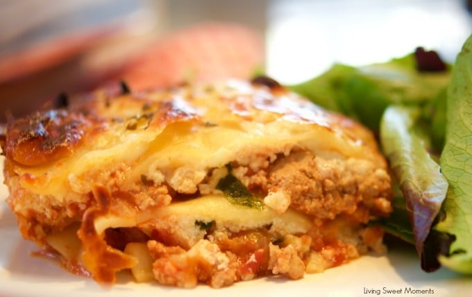 This easy Diabetic Lasagna Recipe is delicious, hearty and healthy. Made with ground turkey and fat-free ricotta. Perfect for an easy weeknight dinner idea.