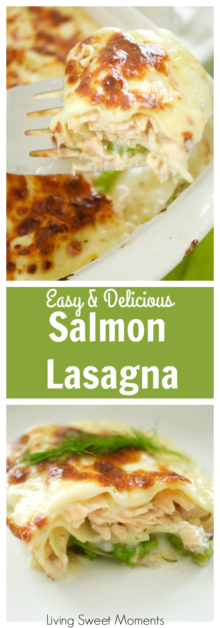This easy & delicious Salmon Lasagna Recipe is made with flaky salmon and asparagus. Then is baked in a dilly Bechamel sauce. Perfect for weeknight dinner. 