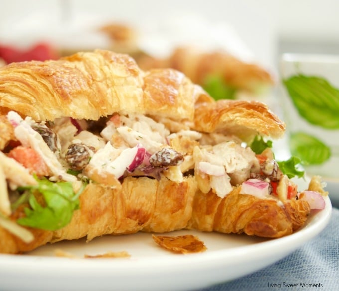 This lightened up Chicken Salad Sandwich Recipe is the best one you will ever try,Serve on a toasted croissant and is perfect for lunch, brunch, and picnics