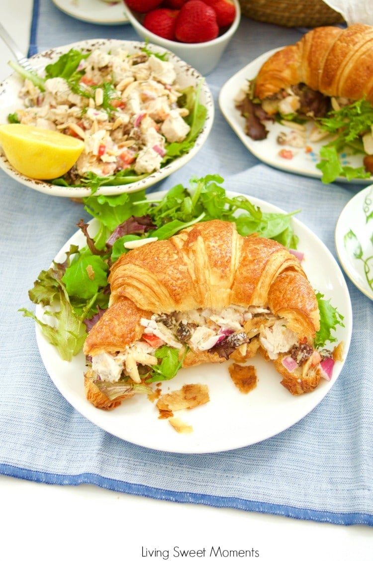 This lightened up Chicken Salad Sandwich Recipe is the best one you will ever try,Serve on a toasted croissant and is perfect for lunch, brunch, and picnics