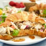 This lightened up Chicken Salad Sandwich Recipe is the best one you will ever try,Serve on a toasted croissant and is perfect for lunch, brunch, and picnics