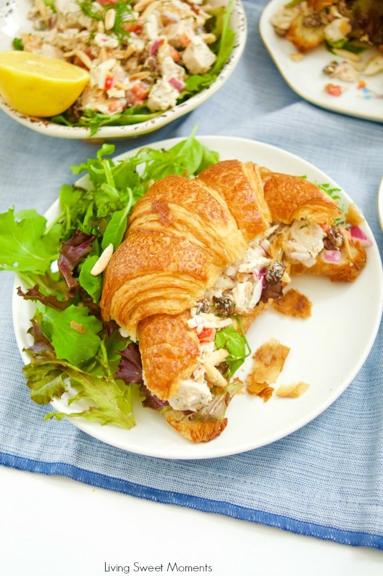 This lightened up Chicken Salad Sandwich Recipe is the best one you will ever try,Serve on a toasted croissant and is perfect for lunch, brunch, and picnics