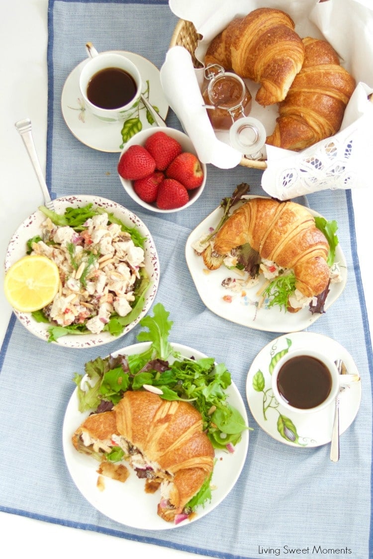 This lightened up Chicken Salad Sandwich Recipe is the best one you will ever try,Serve on a toasted croissant and is perfect for lunch, brunch, and picnics