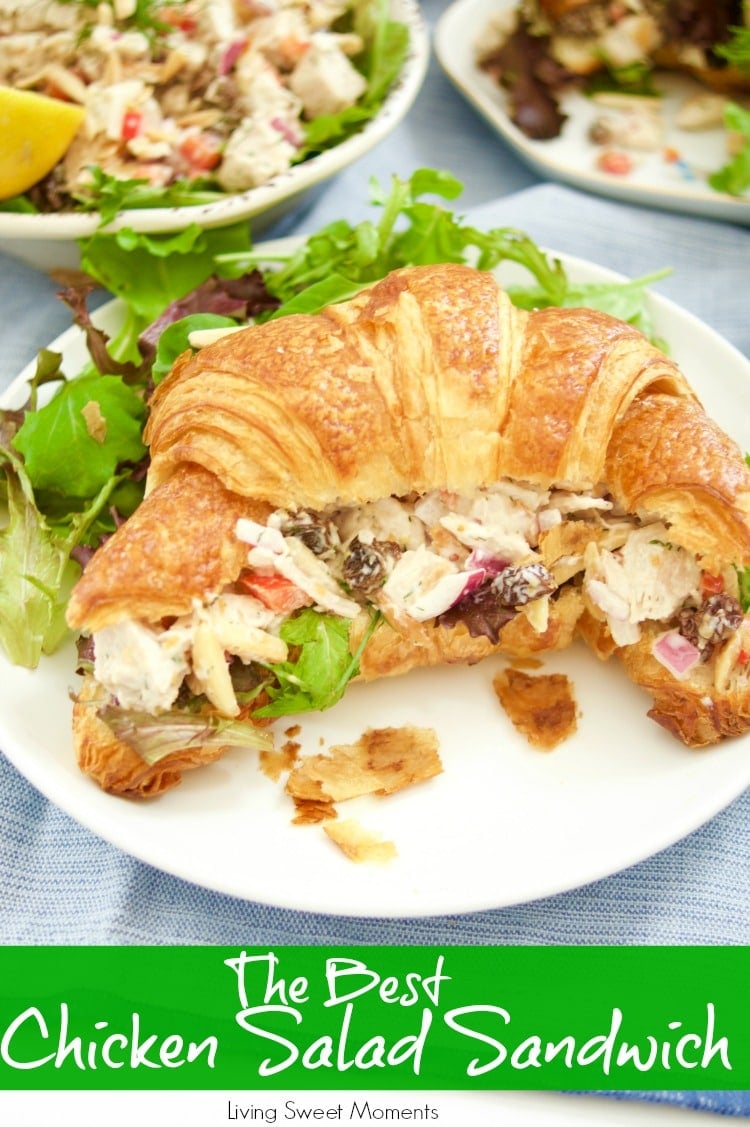 This lightened up Chicken Salad Sandwich Recipe is the best one you will ever try,Serve on a toasted croissant and is perfect for lunch, brunch, and picnics