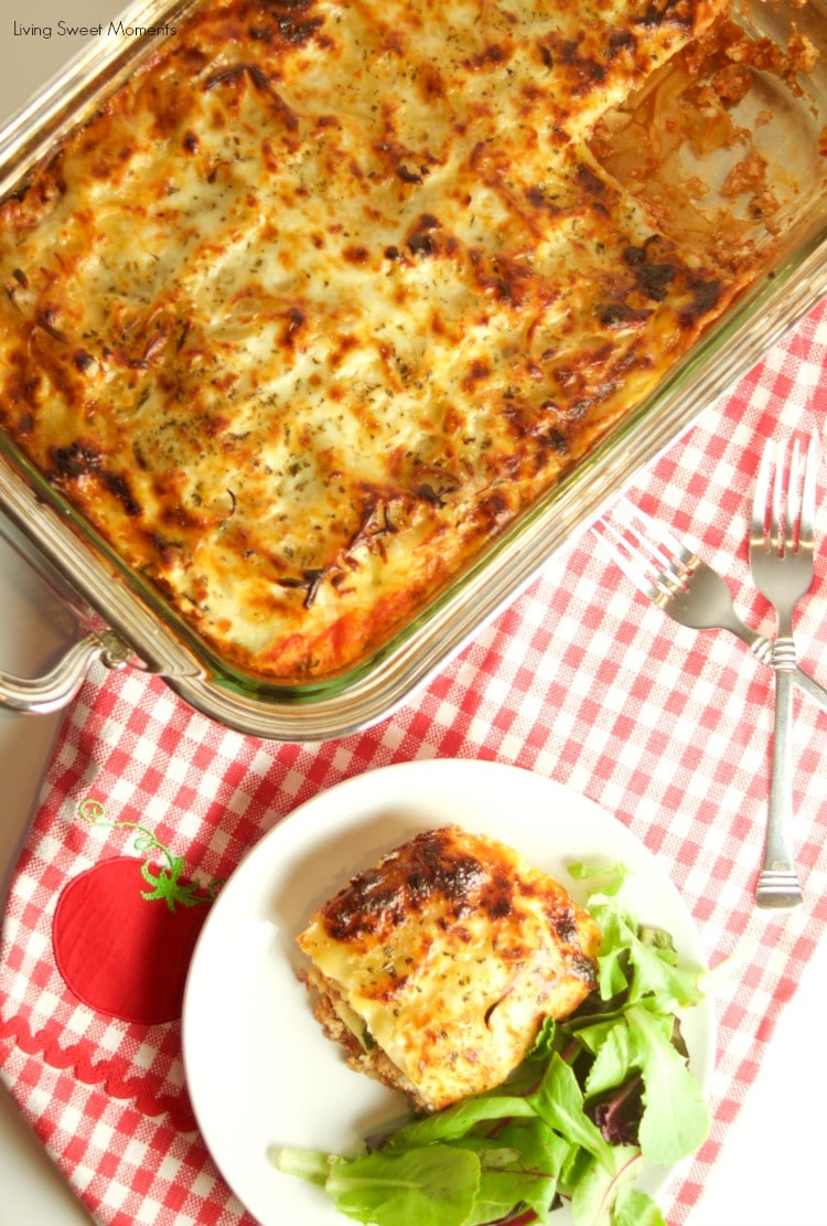 This easy Diabetic Lasagna Recipe is delicious, hearty and healthy. Made with ground turkey and fat-free ricotta. Perfect for an easy weeknight dinner idea.