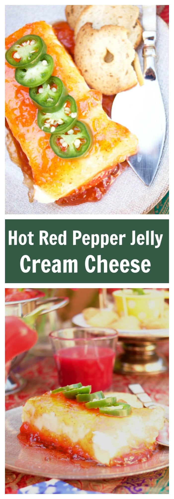 This Cream Cheese with Hot Red Pepper Jelly is easy to make and delicious. The perfect sweet and spicy appetizer to serve at any party of celebration.