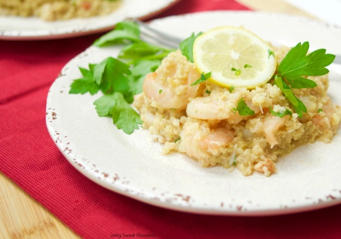 This delicious Peruvian Quinotto recipe is made with seafood, wine, and tomato. Perfect for summer entertaining and can be made in 30 minutes or less. Yum!