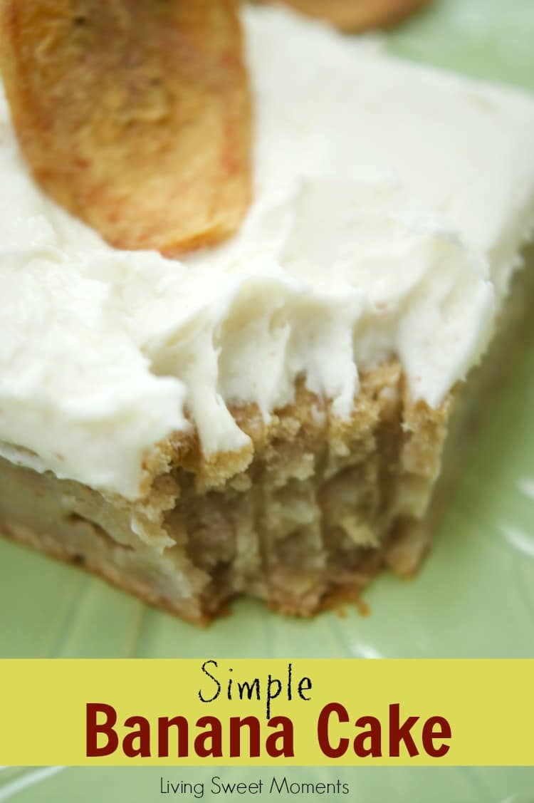 This Simple Banana Cake Recipe is delicious, moist, and easy to make. Served with brown butter frosting on top. Perfect for dessert, breakfast or coffee. 