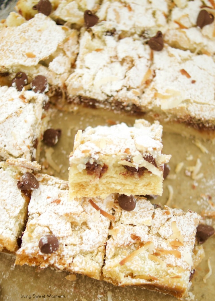 This delicious St. Louis Gooey Butter Cake Recipe is easy to make and has chocolate and coconut in the middle for extra flavor. The perfect summer dessert! 