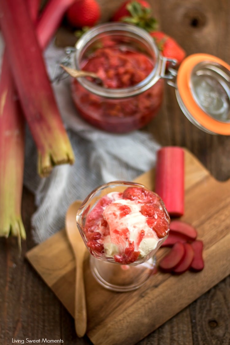 Only 4 ingredients needed to make this yummy Rhubarb Strawberry Compote. Perfect for spreading on toast in the morning or as a special topping for ice cream