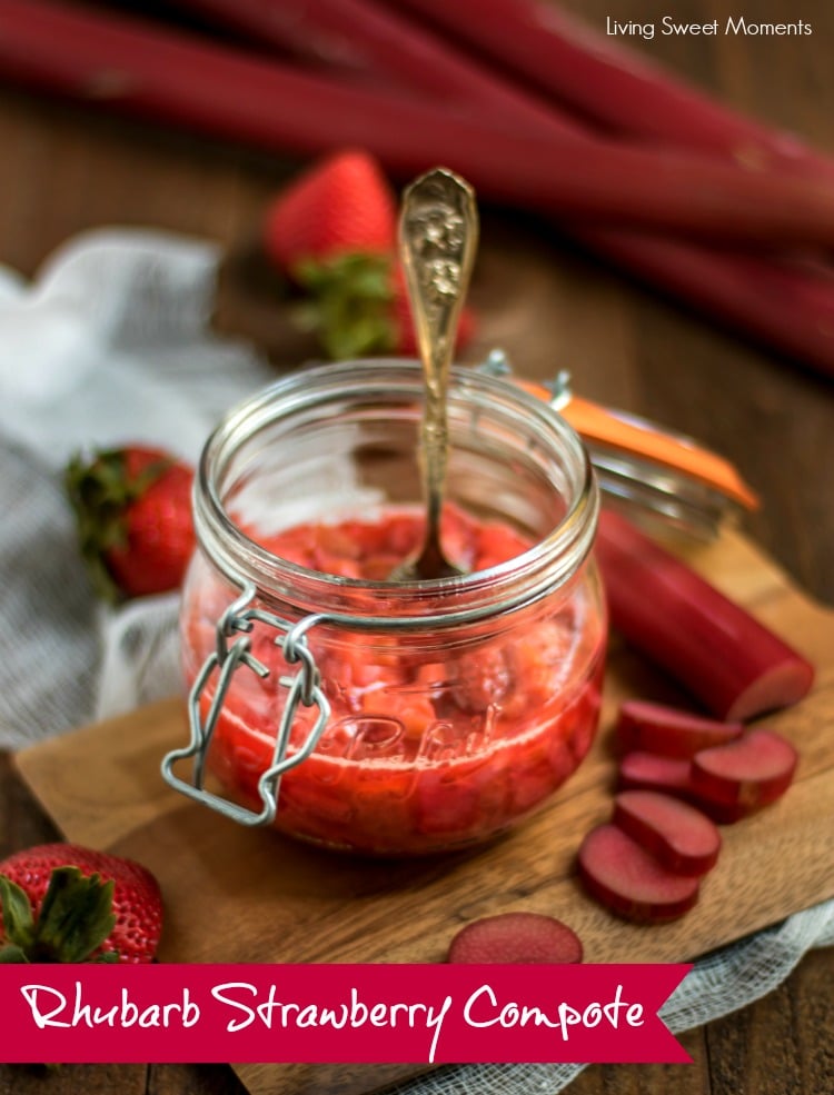 Only 4 ingredients needed to make this yummy Rhubarb Strawberry Compote. Perfect for spreading on toast in the morning or as a special topping for ice cream