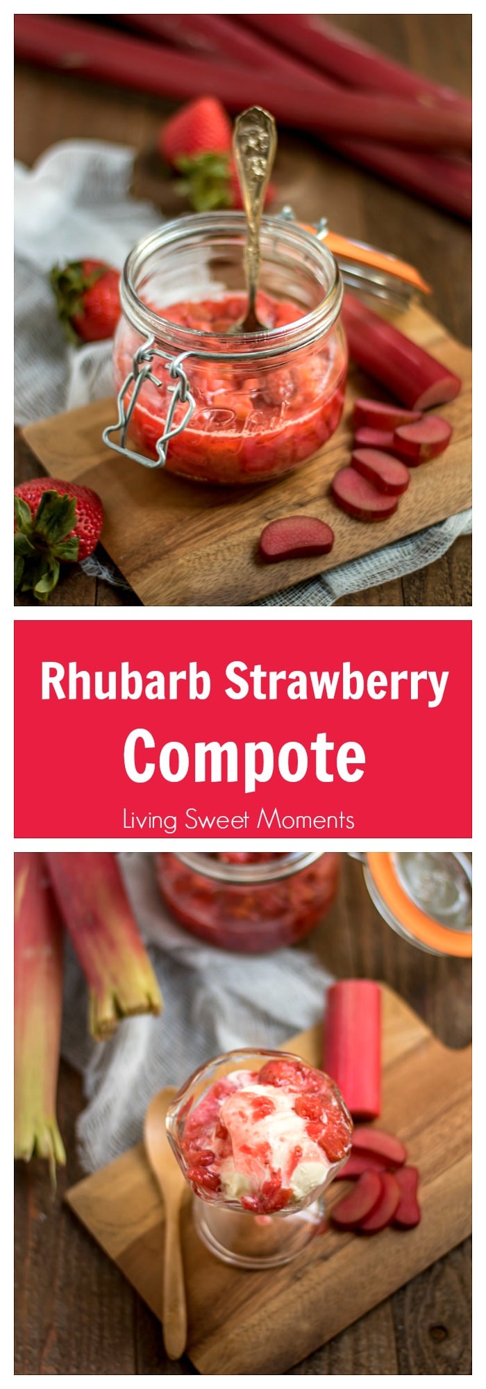 Only 4 ingredients needed to make this yummy Rhubarb Strawberry Compote. Perfect for spreading on toast in the morning or as a special topping for ice cream