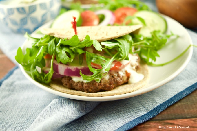 These delicious Greek Burgers With Tzatziki Sauce are made from scratch and they are ready in 20 minutes or less! The perfect quick weeknight dinner idea. 