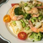 This delicious Summer Pasta is made with linguini, shrimp, and veggies and tossed in a butter garlic sauce. The perfect 15 minute dinner idea for the summer