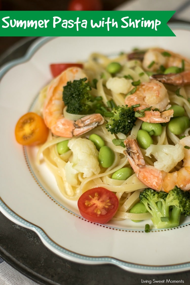 This delicious Summer Pasta is made with linguini, shrimp, and veggies and tossed in a butter garlic sauce. The perfect 15-minute dinner idea for the summer