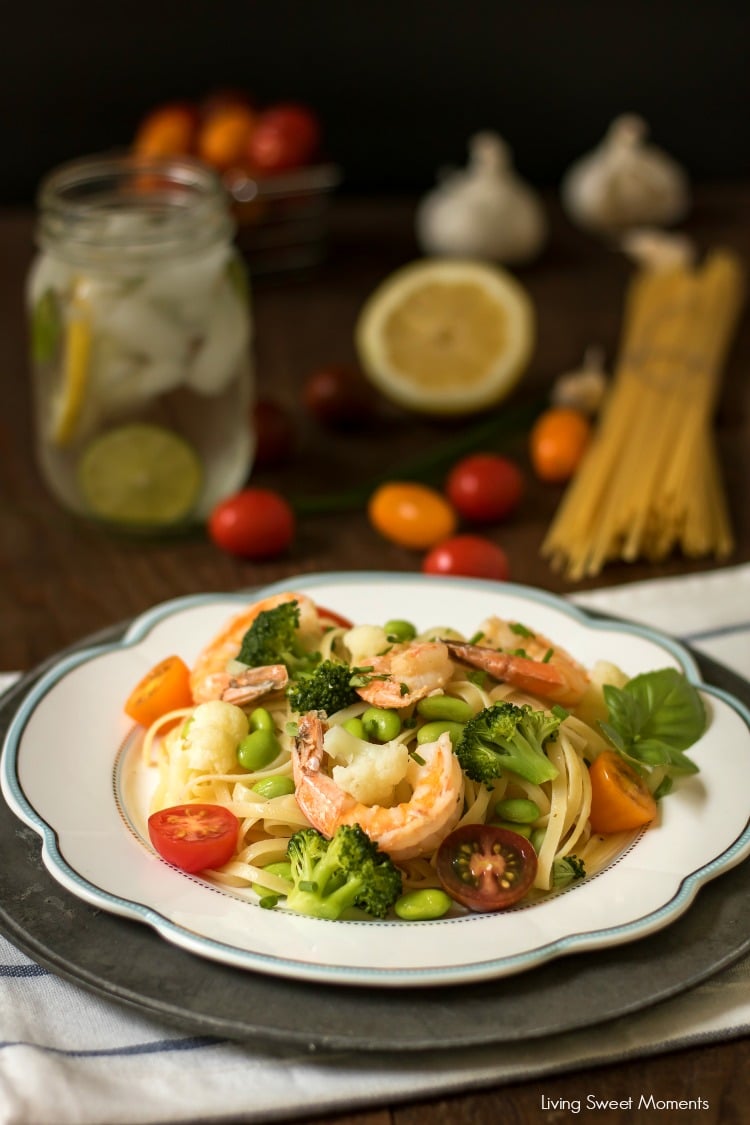 This delicious Summer Pasta is made with linguini, shrimp, and veggies and tossed in a butter garlic sauce. The perfect 15-minute dinner idea for the summer