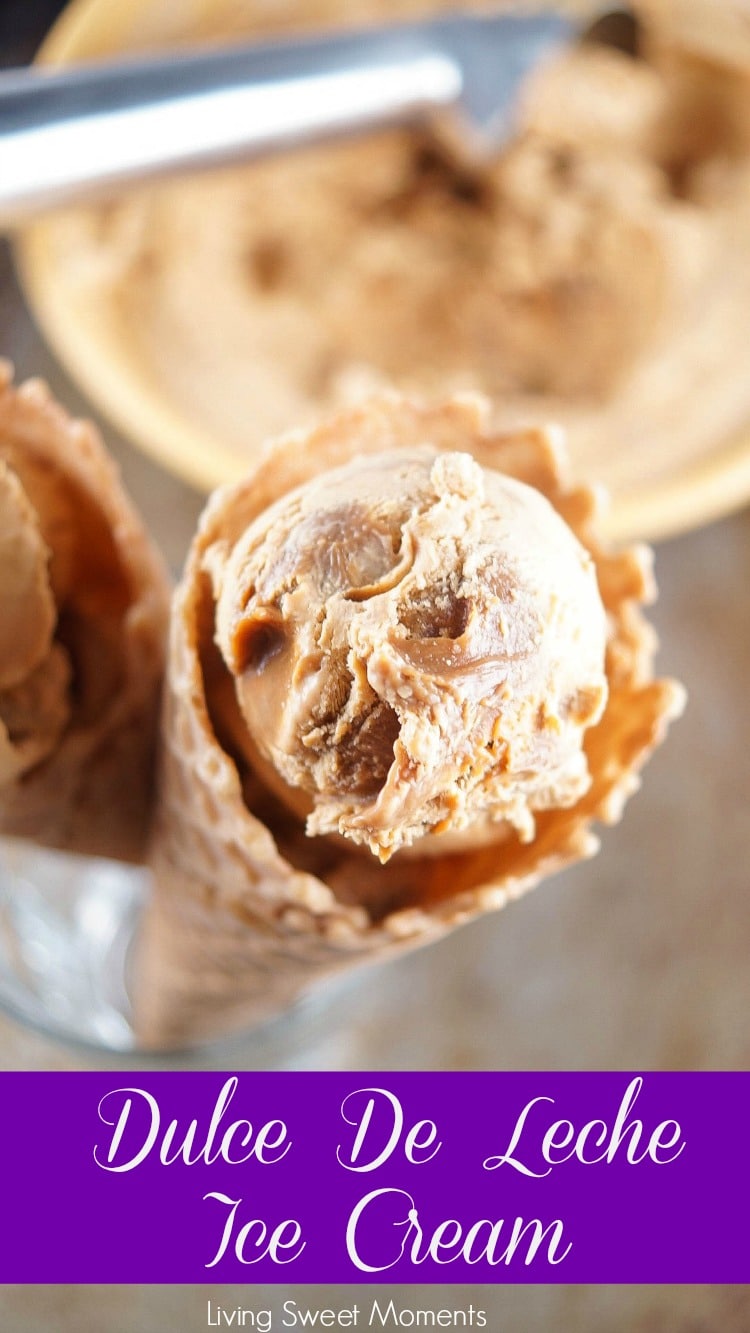 This easy Dulce de Leche Ice Cream recipe has only 2 ingredients and no ice cream maker needed! The perfect delicious and refreshing summer dessert. 