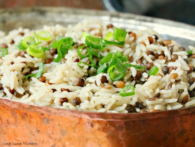 This delicious Mujaddara recipe is an entree made with rice, lentils and rich spices for an easy middle eastern dish that will wow your family for dinner. 