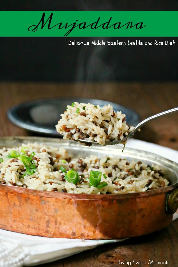 This delicious Mujaddara recipe is an entree made with rice, lentils and rich spices for an easy middle eastern dish that will wow your family for dinner. 