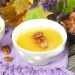 This delicious Maple Creme Brûlée recipe only requires 5 ingredients and is served with candied pecans for extra flavor and crunch. A perfect fancy dessert.