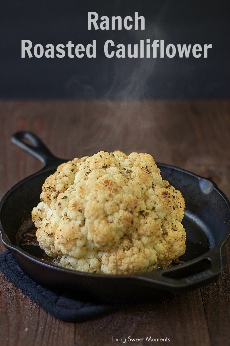 This delicious Ranch Whole Roasted Cauliflower recipe has only 3 ingredients and is super easy to make. The perfect low-carb side dish for lunch or dinner. 