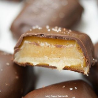This chocolate covered Apple Cider Caramels recipe is easy to make. The perfect fancy dessert for fall. Made with reduced apple cider for a deeper taste.