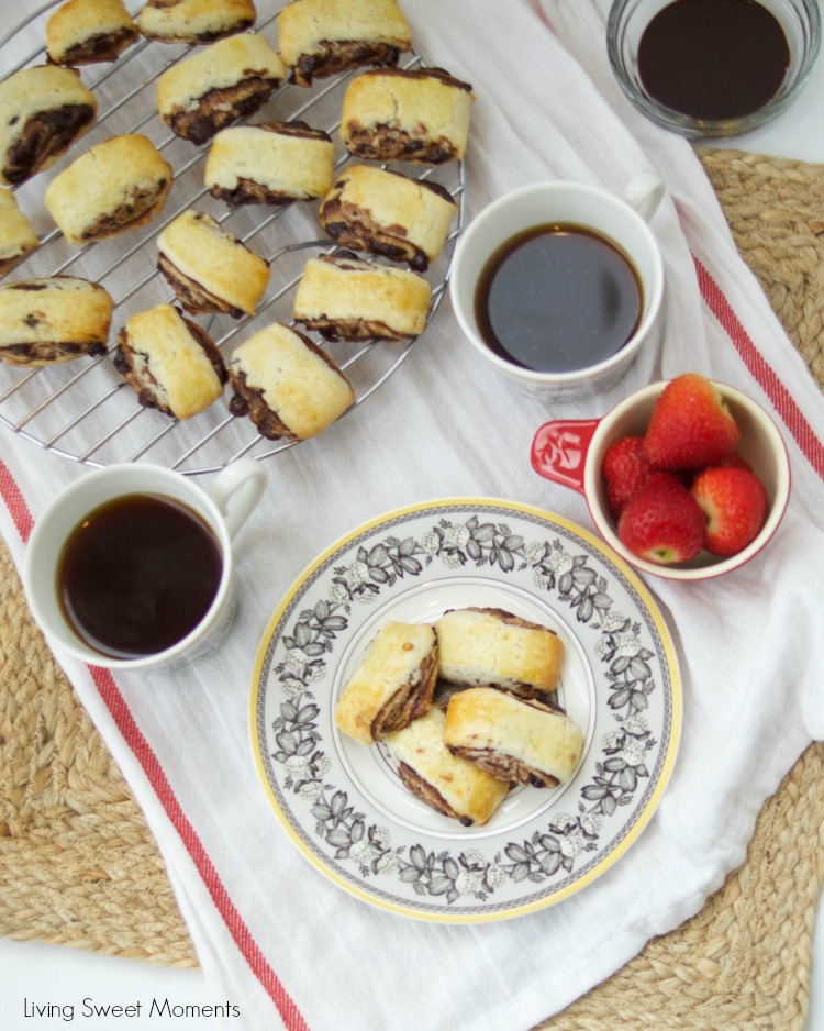 This Chocolate Espresso Rugelach recipe is super easy to make & delicious. Enjoy buttery cookies filled with a yummy chocolate filling. Perfect for parties. 