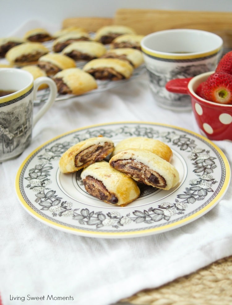This Chocolate Espresso Rugelach recipe is super easy to make & delicious. Enjoy buttery cookies filled with a yummy chocolate filling. Perfect for parties. 
