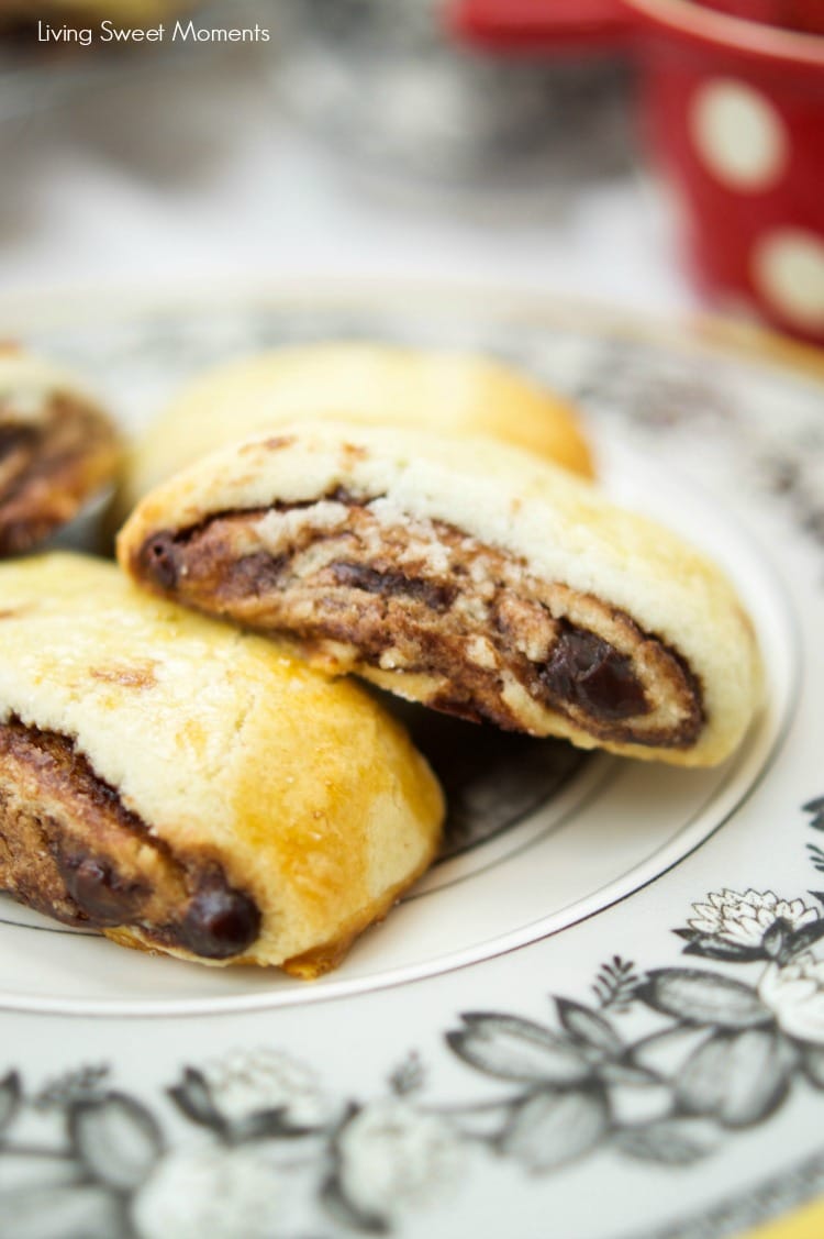 This Chocolate Espresso Rugelach recipe is super easy to make & delicious. Enjoy buttery cookies filled with a yummy chocolate filling. Perfect for parties. 