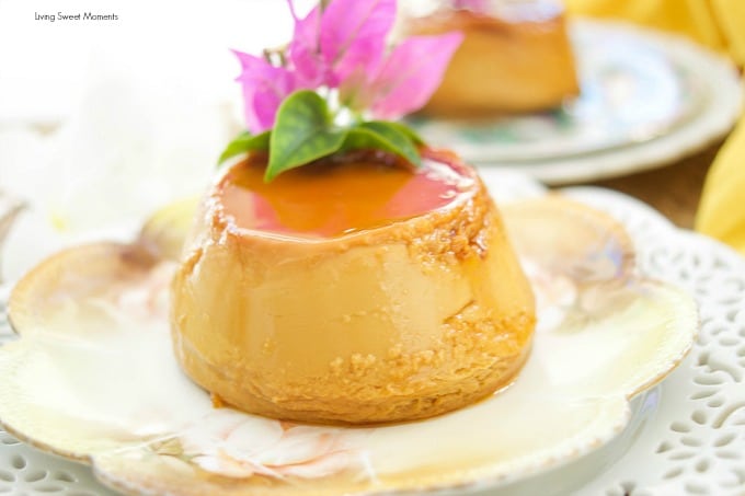 Microwave Flan - This delicious and creamy dulce de leche flan recipe is baked in the microwave for only 2 minutes. The perfect gluten free quick dessert! 