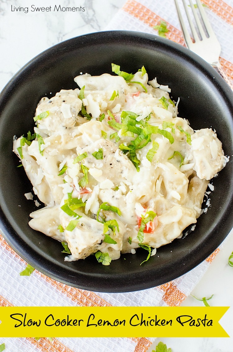 This creamy Lemon Slow Cooker This creamy Lemon Slow Cooker Chicken Pasta recipe is super easy to make and is perfect to feed a crowd. Enjoy a delicious weeknight meal or dinner. 