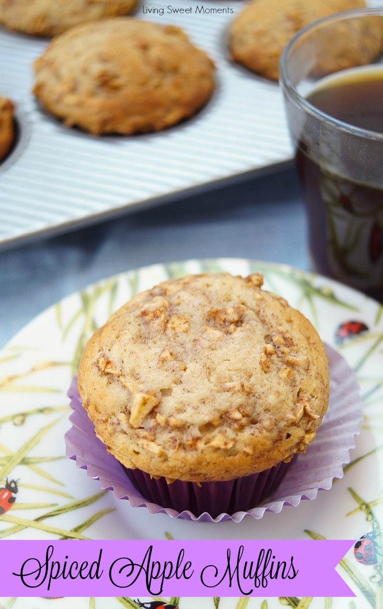 This moist spiced apple muffins recipe is super easy to make and delicious. The perfect breakfast or brunch idea for the fall. Enjoy with coffee on the side